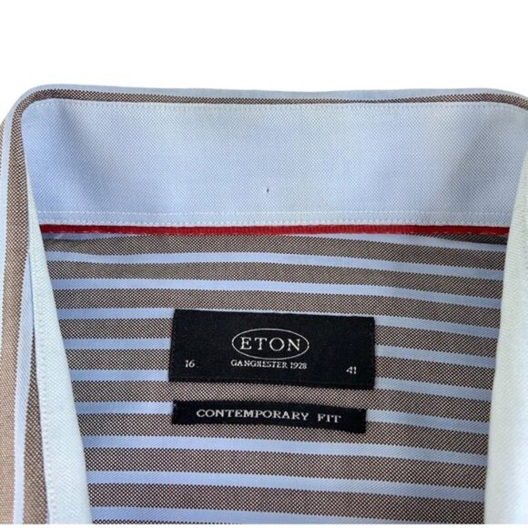 Eton Long Sleeve Button Down Shirt Vertical Stripe - Picture 3 of 5